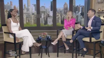 Combinaison à décolleté carré Galvan portée par Patine Miller en LIVE avec Kelly et Ryan le 10 juin 2022