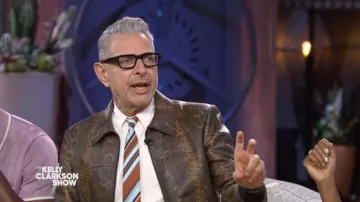 Celine Brown leather jacket worn by Jeff Goldblum as seen in The Kelly Clarkson Show on June 9, 2022