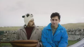 Etirel Blue ski suit jacket worn by Omar (Amir El-masry) as seen in Limbo movie outfits