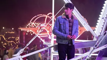 Denim Sherpa jacket worn by Victor Salazar (Michael Cimino) as seen in Love, Victor TV series outfits (S03E01)