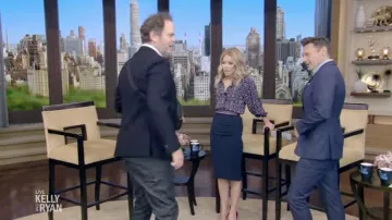 Roland Mouret Arreton Skirt in navy blue worn by Kelly Ripa as seen in LIVE with Kelly and Ryan