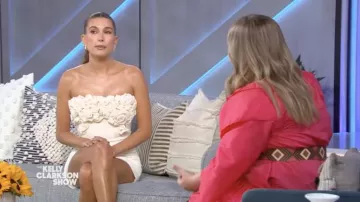 Ermanno Scervino White Floral Corset Dress worn by Hailey Baldwin in The Kelly Clarkson Show