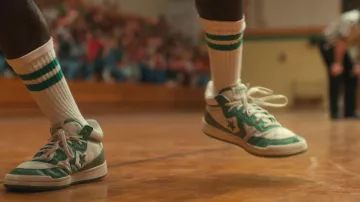 Converse Basketball Sneakers in white and green worn by Lucas Sinclair (Caleb McLaughlin) as seen in Stranger Things TV show (Season 4 Episode 1)