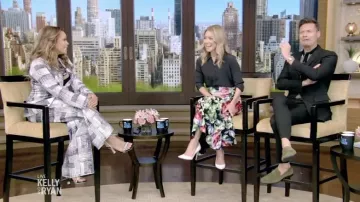 Norma Kamali Grace Floral-Print Skirt worn by Kelly Ripa as seen in LIVE with Kelly and Ryan