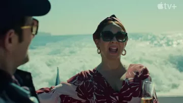 MCM Green Angular Butterfly Sunglasses worn by Molly (Maya Rudolph) as seen in Loot TV series wardrobe (Season 1 Episode 1)