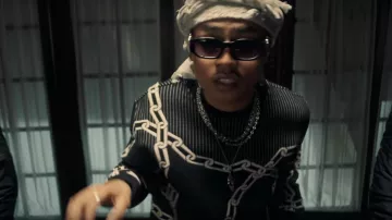 The Louis Vuitton chain printed sweatshirt worn by OBOY in its Louis V clip