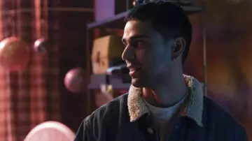Sherpa denim jacket worn by Kamran (Rish Shah) as seen in Ms. Marvel TV show wardrobe (Season 1 Episode 3)