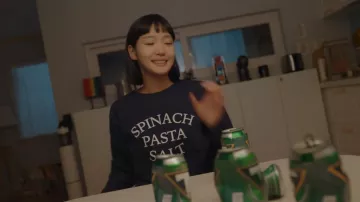 Spinach Pasta Salt Long Sleeve T-Shirt worn by Kim Yumi (Kim Go-eun) in Yumi's Cells TV series wardrobe (Season 2 Episode 1)