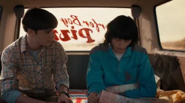 Lake Blue Polo Shirt worn by Mike Wheeler (Finn Wolfhard) as seen in Stranger Things TV show (S04E08)