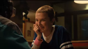 Augusta Sportswear Sleeve Stripe Jer­sey worn by Eleven (Millie Bobby Brown) as seen in Stranger Things (S04E09)