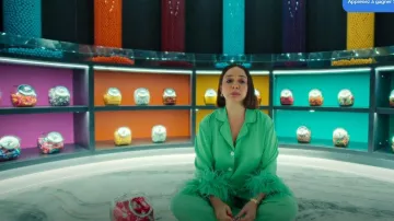 Sleeper Feather Trim Pajama Set worn by Molly Novak (Maya Rudolph) as seen in Loot (S01E01)