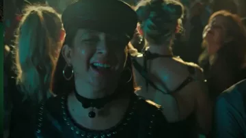 Balenciaga Stitched Leather Dress worn by Molly Novak (Maya Rudolph) as seen in Loot (S01E01)