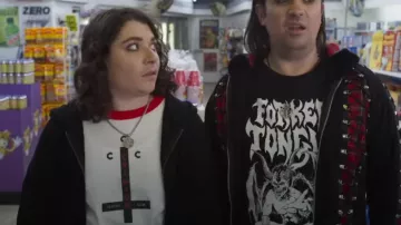 Crimson Crypto Club Tee worn by Blockchain Coltrane (Austin Zajur) in Clerks III movie