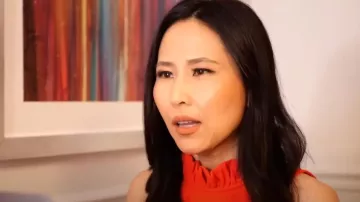 J. Crew Ruffle Neck Top worn by Vicky Nguyen as seen in Today on 05 July 2022