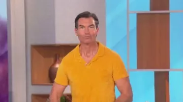 OAS Mustard Polo Terry Shirt worn by Jerry O'Connell as seen in The Talk on 05 July  2022