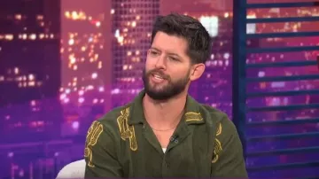 OAS Mezcal Cuba Terry Shirt worn by Hunter March as seen in E! News Nightly Pop on 06 July 2022