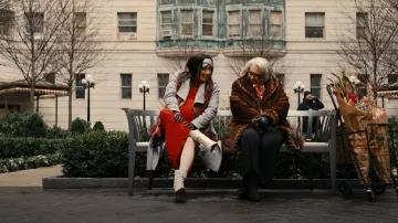 Vince Camuto Presindal Pointed Toe Leather Booties worn by Nina Lin (Christine Ko) as seen in Only Murders in the Building (S02E02)