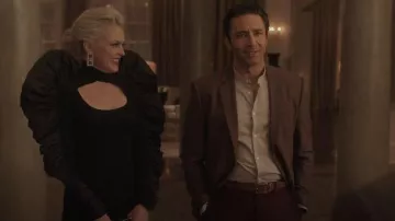 Herve Leger Ruffle Cutout Mini Dress worn by Alexis Carrington (Elaine Hendrix) as seen in Dynasty (S05E04)