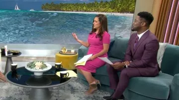 Maggy London Short Sleeve Sheath Dress in pink portée par Nikki Battiste comme vu dans CBS Mornings le 6 juillet 2022
