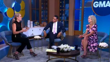 Derek Lam 10 Crosby  High Waisted Crop Flare Pants worn by Jennifer Ashton as seen in Good Morning America Weekend on 07 July 2022