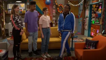 Maje Tipped Crop Cardigan worn by Lex (Jules LeBlanc) as seen in Side Hustle (S01E18)