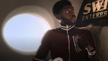 Wales Bonner Studio Track Jacket worn by Tom Swift (Tian Richards) as seen in Tom Swift (S01E04)