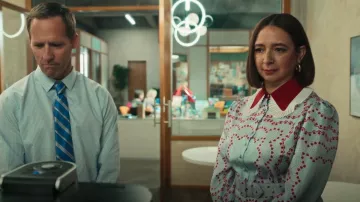 Rodarte Belted Pleated Printed Silk-twill Midi Dress worn by Molly Novak (Maya Rudolph) as seen in Loot (S01E05)