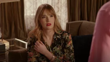 Derek Lam 10 Crosby Irene Floral Tie Neck Blouse worn by Kirby Anders (Maddison Brown) as seen in Dynasty (S05E07)