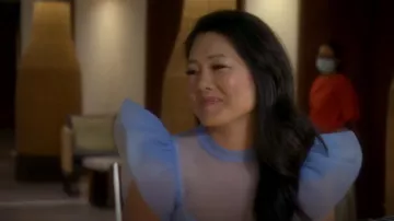 Jonathan Simkhai Ruffle Sleeve Top porté par Crystal Kung Minkoff vu dans The Real Housewives of Beverly Hills (S12E07)