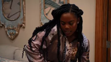 Maxi Vestido de Patchwork Mefese usado por Sabrina Hollins (Novi Brown) como se ve en Sistas de Tyler Perry (S04E04)