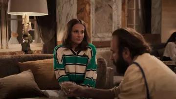 Iets frans... Bungee Hem Striped Sweater worn by Mira (Alicia Vikander) as seen in Irma Vep TV show wardrobe (Season 1 Episode 5)
