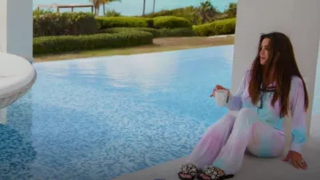 Steve Madden Pearl Slides Shoes worn by  Kyle Richards  as seen in The Real Housewives Ultimate Girls Trip (Season 1 Episode 3)