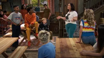 We The Free Flare in Pine Needle Green worn by Lou Hockhauser (Miranda May) as seen in BUNK'D (S06E04)
