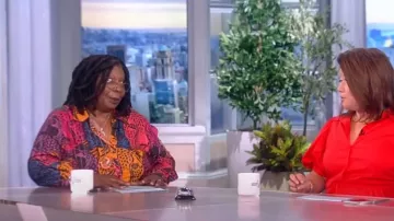 Farm Rio Rainbow Midnight Leopards Pajama Shirt worn by Whoopi Goldberg as seen in The View on 12 July 2022