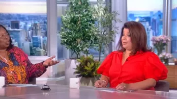 Ralph Lauren Cotton Blend Puff Sleeve Midi Robe portée par Ana Navarro comme vu dans The View le 12 juillet 2022
