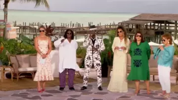 Alexis Nolana Abstract Printed Fit And Flare Belted Midi Dress worn by Sara Haines as seen in The View on 30 June 2022