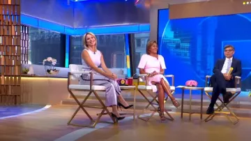 Fleur Du Mal Belted Silk Trousers worn by Amy Robach as seen in Good Morning America Weekend on 13 July 2022