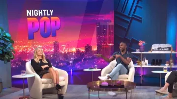 Short Dior Technique Laine Et Soie Jacquard porté par Morgan Stewart comme on le voit dans E! News Daily Pop le 12 juillet 2022