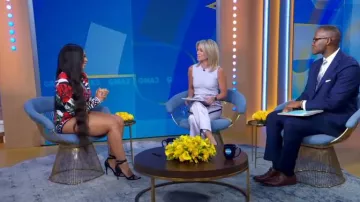 Dolce & Gabbana Poppy & Zebra Print Poplin Shorts usados por Ashanti como se ve en Good Morning America Weekend el 13 de julio de 2022
