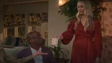 Chloe Floral Jacquard Wrap Dress worn by Maggie (Rebecca Rittenhouse) as seen in Maggie (S01E07)