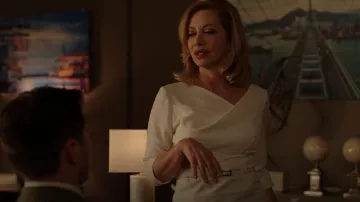 Black Halo 3/4 Sleeve Jackie O Dress worn by Laura Van Kirk (Sharon Lawrence) as seen in Dynasty (S05E13)