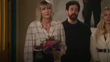 Kobi Halperin Catrina Windowpane Plaid Blouse worn by Maria (Kerri Kenney-Silver) as seen in Maggie (S01E07)