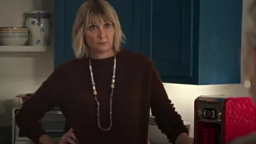 Vince Funnel Neck Boiled Cashmere Sweater in Heather Brown Stone worn by Maria (Kerri Kenney-Silver) as seen in Maggie (Season 1 Episode 9) 