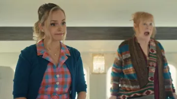 ModCloth x Barbie Pretty Pretty Picnic Fit and Flare Plaid Dress worn by Ainsley (Stephanie Styles) as seen in Loot TV show (S01E02)