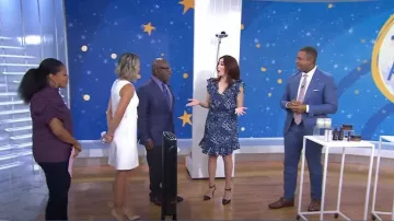 Rebecca Taylor Ava Floral V-Neck Dress worn by Amy Goodman as seen in Today on 19 July 2022