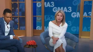 Reiss Eliah Asymmetrical Neckline Top porté par Amy Robach vu dans Good Morning America le 21 juillet 2022