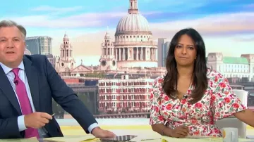 Marks & Spencer Floral V-Neck Midi Wrap Dress worn by Ranvir Singh as seen in Good Morning Britain on 19 July 2022