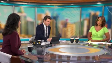 Chiara Boni La Petite Robe Short-Sleeve Wrap-Front Dress worn by Gayle King as seen in CBS Mornings on 21 July 2023