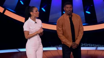Good American Stretch Cotton Twill Jumpsuit worn by Corinne Foxx as seen in Beat Shazam Season 5 Episode 4