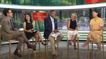 Derek Lam 10 Crosby Merlin Knit Polo Top worn by Phillipa Soo as seen in Today on 22 July 2022 